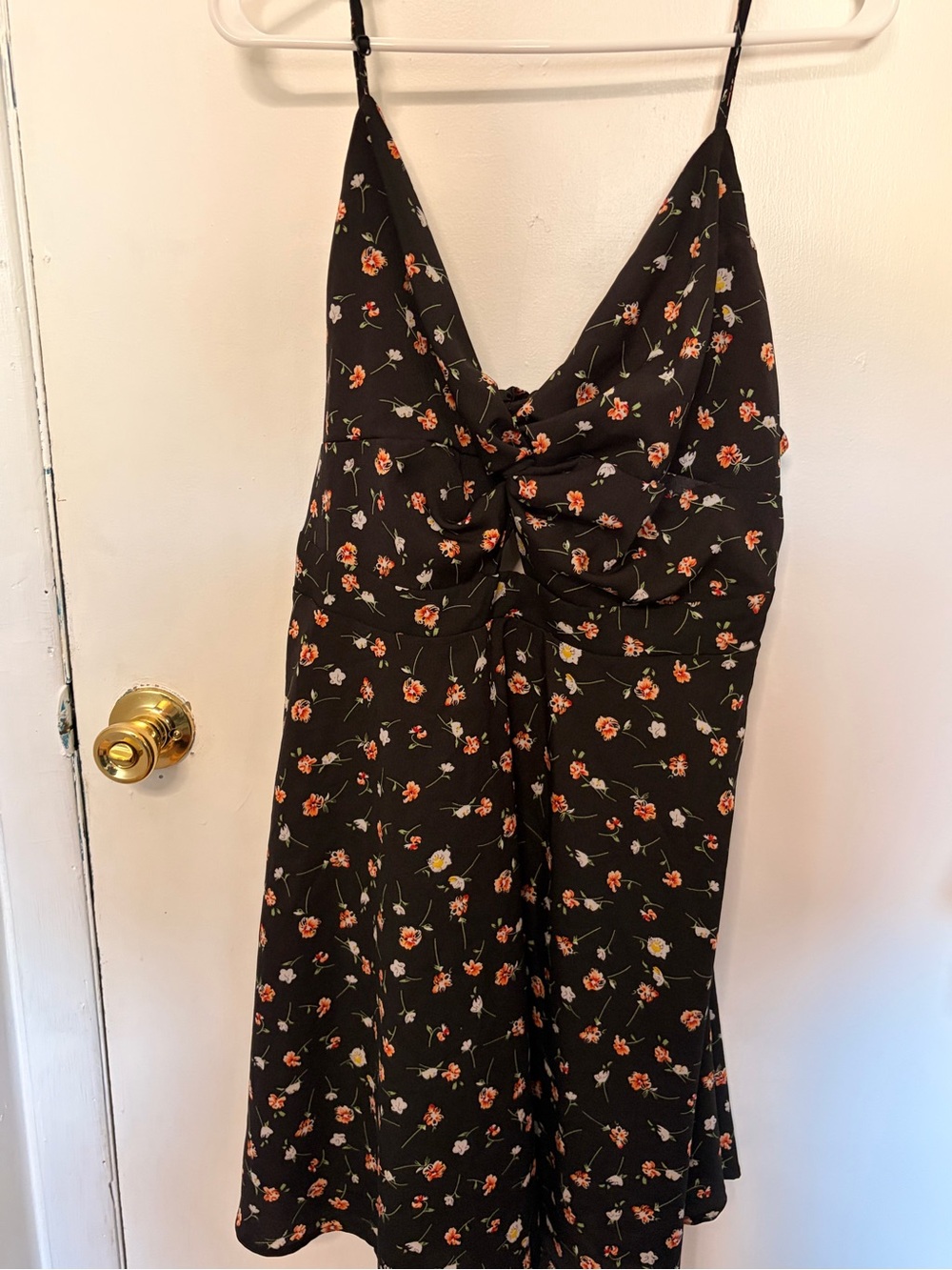 SHEIN Black Floral Curve Dress with Orange & Cream Blooms